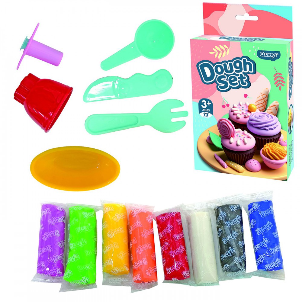 Ζυμαράκια 8 Χρώματα σε Κουτί με Εργαλεία cup Cake 160gr Δωράκια για παιδιά 