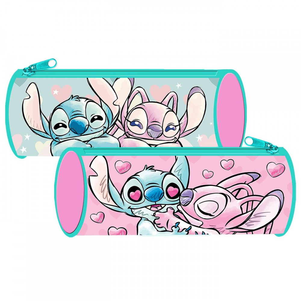 Κασετίνα Βαρελάκι Stitch Angel Girl 23x8cm