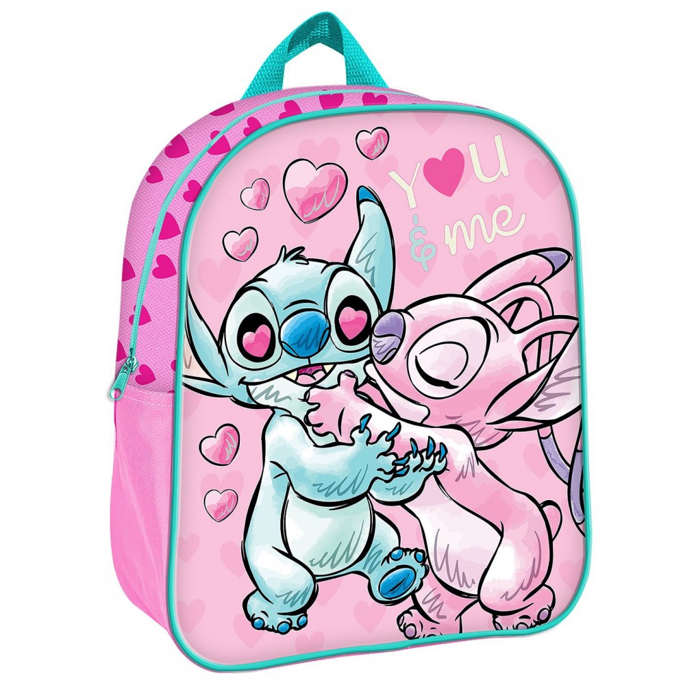 Σχολική Τσάντα Νηπίου Stitch & Angel Ροζ